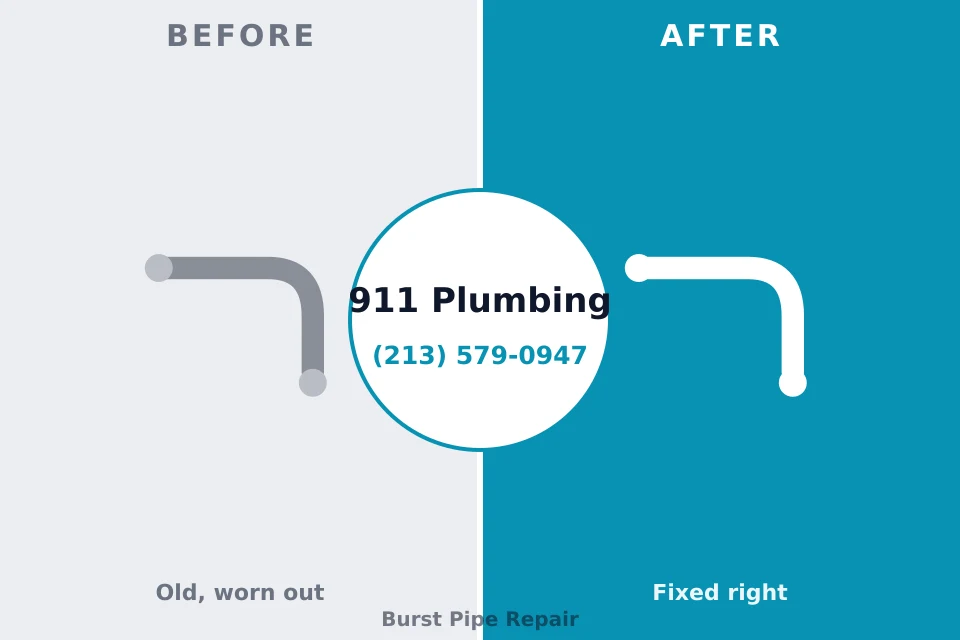 Before and after: plumbing repair Emeryville, CA